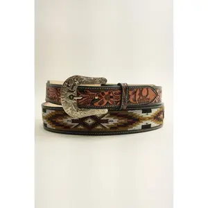 LA HERRADURA BELT AZTEC GOLD/ WINE BLACK NEW DESIGN