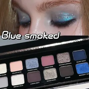 Polar Mist Pearl Eyeshadow Palette, 12 Colors, Wolf Moon Snow Moon Smokey Matte Shimmer Natural Nude Makeup, No Foundation Needed, Shimmer Pigment Palette