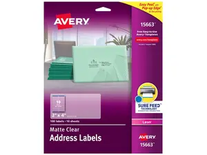 Easy Peel Mailing Labels For Laser Printers, 2 X 4, Clear, 100/Pack