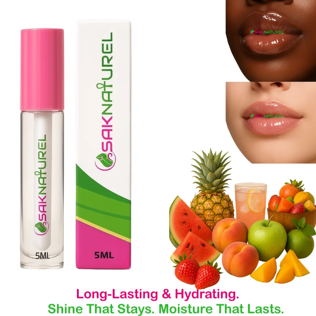 SakNaturel LONG LASTING HYDRATING Lip Gloss Flavor Fruity - Hydrating Lip Gloss, Makeup Vegan All Natural Lip gloss Clearly Lip Glitter Shine Lip Gloss Scented Flavor Lip Gloss lipstick lip oil Holographic glitter lip gloss Glossy Long Lasting Cosmetic