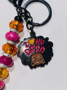 I Love My Afro Key Chain Bag Charm