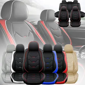 Car Seat Cover 5 Seats Waterproof Luxury Leather Full Set Seat Protector Front & Rear Cushions For Most Cars