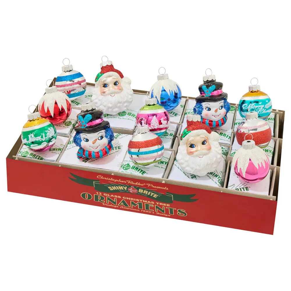 Christmas Shiny Retro Tree Ornament Confetti - 13-Count Figures and Decorated Rounds, Festive Home Decoration
