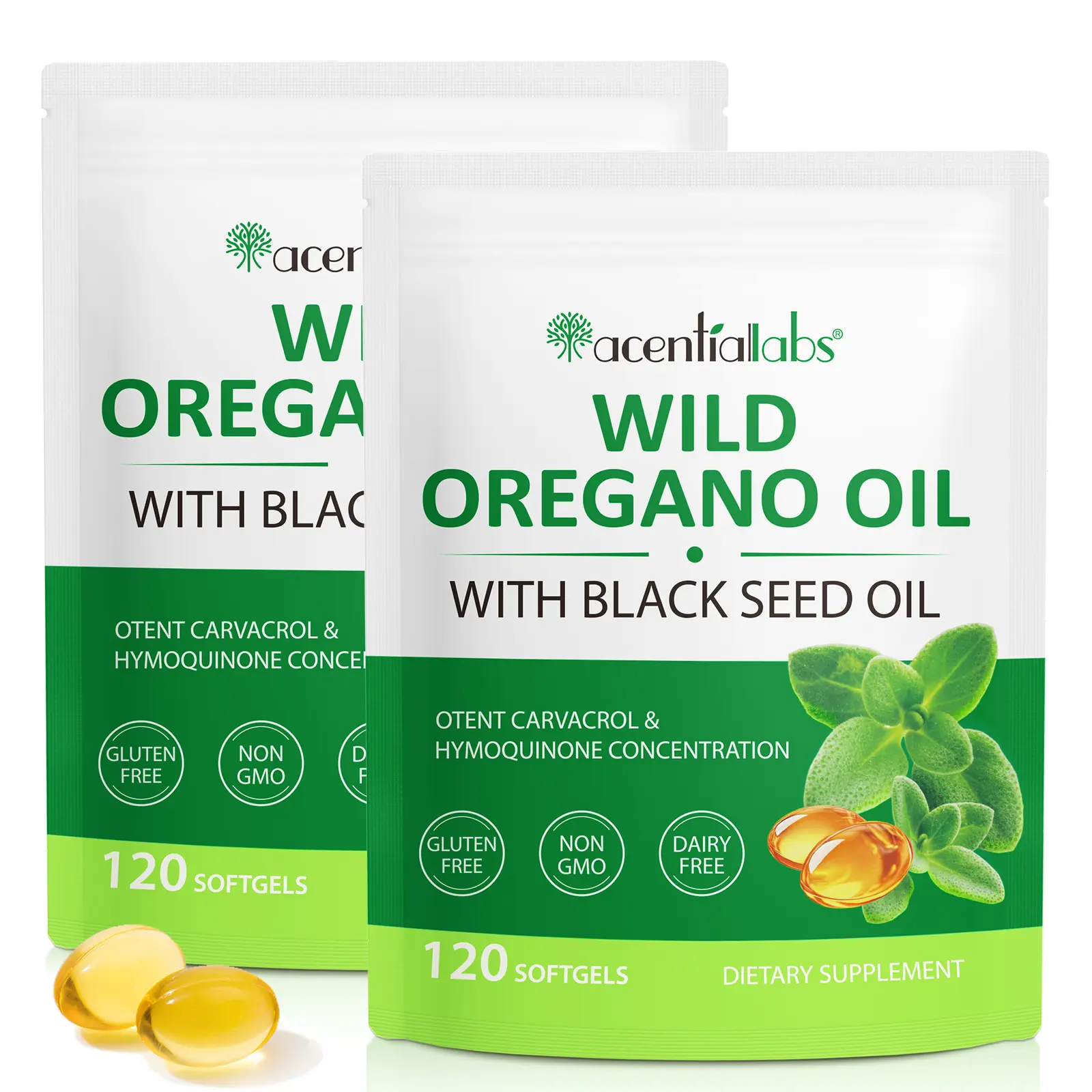 Acentiallabs Organic Oil of Oregano Softgel Capsules – Gut Healthy Booster Healthcare Formula with 6000mg Oregano Oil & 200mg Black Seed Oil, Immune Support Supplement, Gluten-Free & Non-GMO, 240 Count,