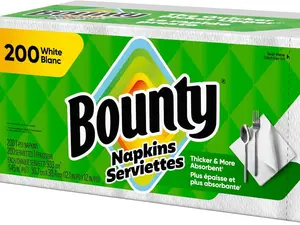 Bounty Paper Napkins White 200 Count 1-Ply Serviettes Thicker More Absorbent Than Before