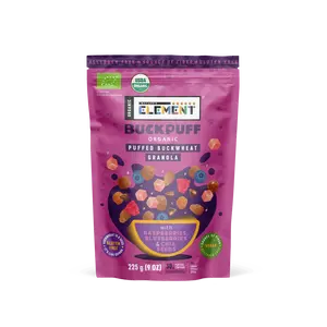 Organic BuckPuff Granola with Raspberries, Blueberries and Chia Seeds (4 Packs) fiber foods