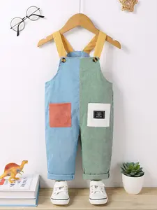 Single Piece Baby Boys Plain Jumpsuit Patchwork Colorblock Soft Comfortable Corduroy Overalls for Fall Winter Outdoor Play Vacation Home Travel Baby Boy Clothes