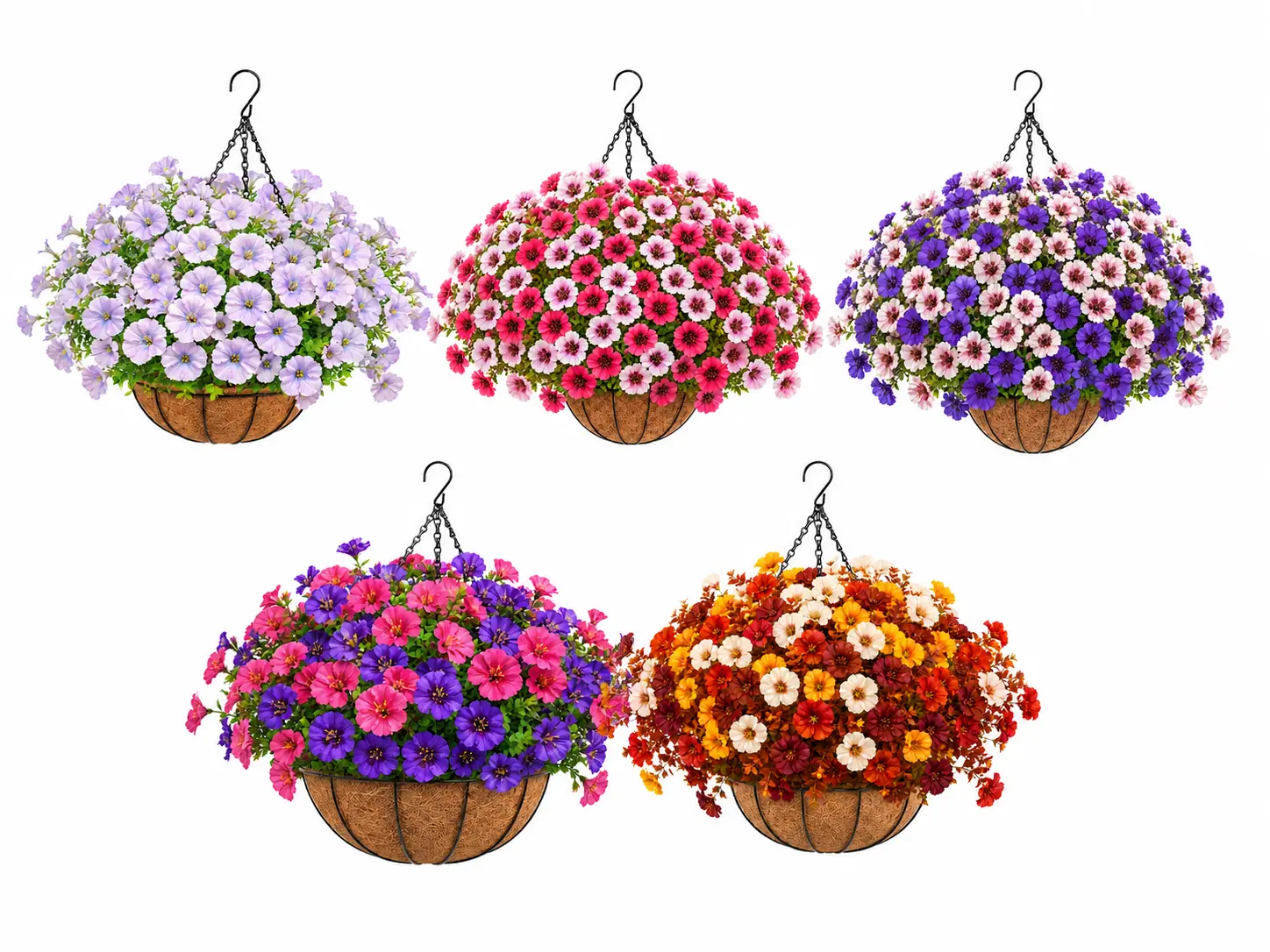 Artificial Hanging Flower Basket for Outdoors,UV Resistant Faux Flowers with Hanging Basket & Greenery,Outdoor Spring Decor for Yard,Patio, Porch,Balcony Ornaments