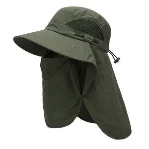 Summer UV Protection Wide BrimFishing Hat, Waterproof Bucket Hat, OutdoorSunshade Cap for Hiking & Fishing, BreathableQuick-dry Fashionable Hat Spring/Summer Fisherman's Hat DetachableOutdoor Fishing Face Covering Neck ProtectionSun Hat