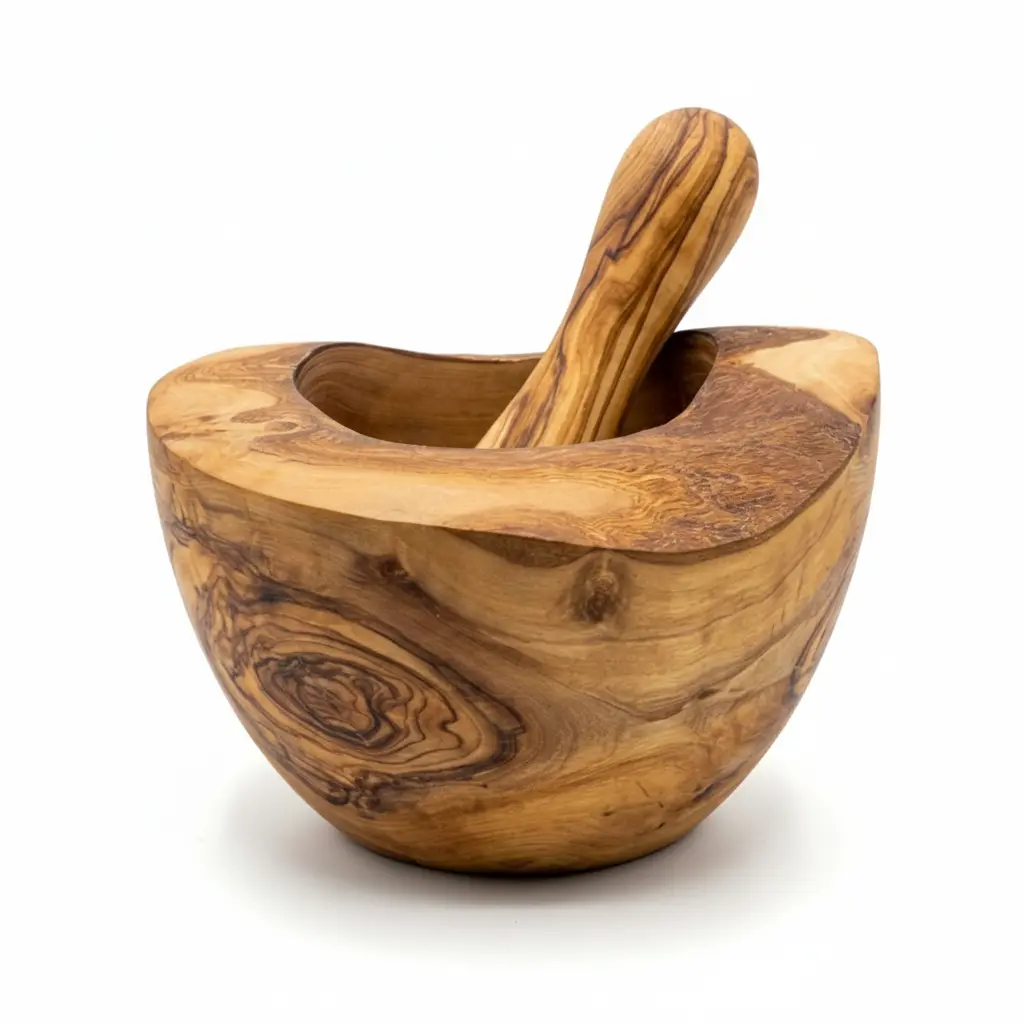 Olive Wood Rustic Mortar and Pestle