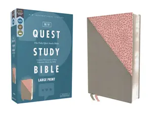 NIV, Quest Study Bible, Large Print, Leathersoft, Gray/Pink, Comfort Print: The Only Q and A Study Bible by Christianity Today Intl. [Leatherbound Book]