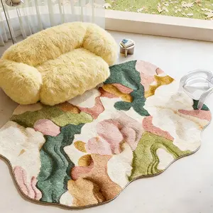 Living Room Carpet, Irregular Cloud Outline Rug, Soft Comfortable Plush Mat, Cream-colored artistic irregular-shaped rug,High-end, soothing home decor rugs,Multifunctional Use decorative floor mat suitable for living room, bedroom, and study.