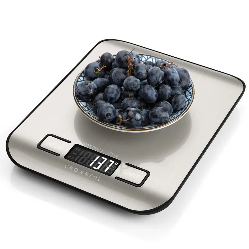 Crownful Digital Food Scale, 11 lb Digital Kitchen Scales Weight Ounces and Grams for Cooking and Baking, 6 Units with Tare Function Kitchenware