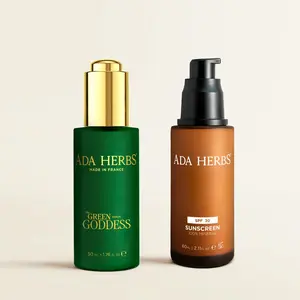 ADA HERBS Glow & Protect Essentials, Brightening Serum and SPF 30 Sunscreen Set, Mineral-Based, Green Goddess, For Even Tone and Sun Protection