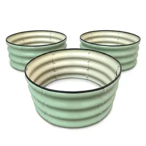 3-Pack Light Oval Metal Flower Pots, Metal Planter Boxes, Powder Coated Anti-Rust, Outdoor Raised Plant Bed, Large Planter for Balcony Patio, Vegetable Flower Growing, Raised Garden Beds