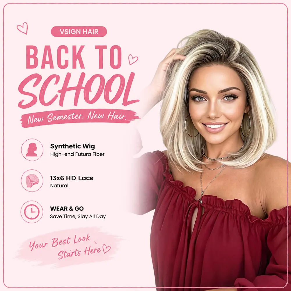 VSIGN 13x6 HD lace Front Glueless Ombre Ash Blonde Mixed Brown and Blonde Color Peekaboo Highlight Bob Style Low Density Premium Synthetic Hair Heat Resistant Fiber Vacation Holiday Travel Wig Soft Bob