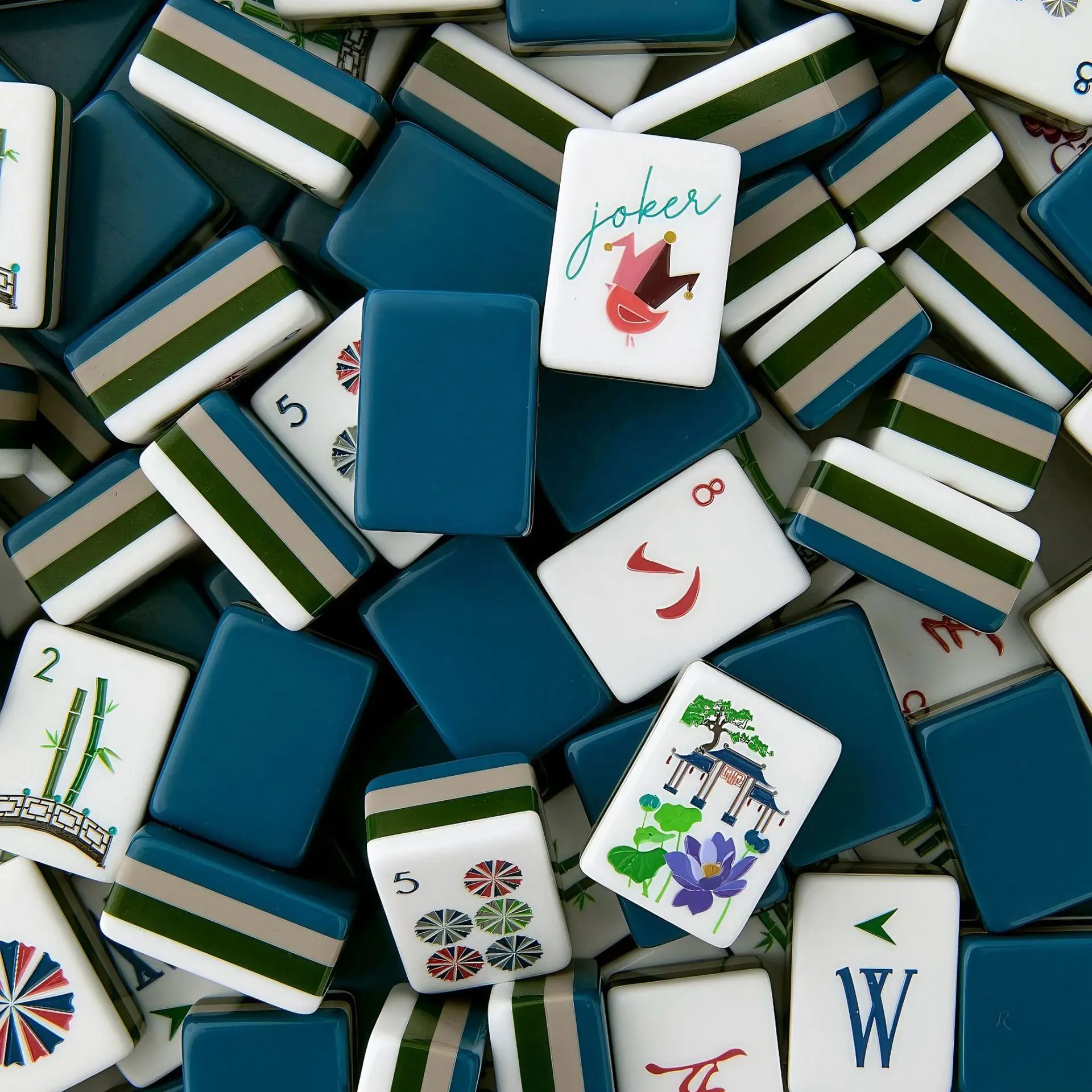 Aesthetic Blue American Mahjong Tiles Set – Minimalist Acrylic Mahjong For Game Night, Trendy Clean Style Mahjong Set, Gift For Friends & Mahjong Fans