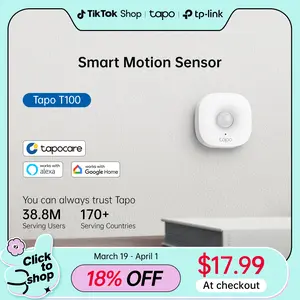 TP-Link & Tapo T100 Smart Motion Sensor – 120° Wide-Range, 3-Level Sensitivity (3/5/7 m), Sub-1G Low-Power Wireless, 2-Year Battery, Real-Time App & Hub Alarm, Magnetic/3M Mount, Requires Tapo Hub