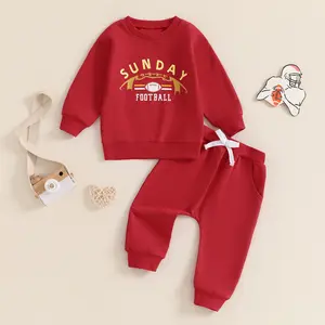Baby Girl Boy Football Outfits Long Sleeve Sweatshirt Tops+Long Pants Set Fall Winter Clothes Gift