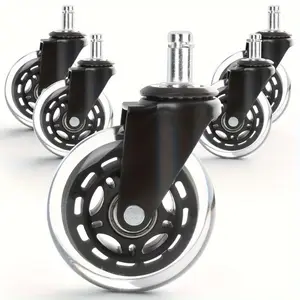 Heavy Duty Office Chair Casters, Rubber Swivel Wheels, Safe for Smooth Floors, Stylish Replacement for Office Chairs, Metal Construction, Non-Compatible with IKEA Chairs, Furniture Moving Wheel