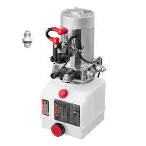 VEVOR 4 Quart Hydraulic Power Unit, Single Acting Dump Trailer Pump, 3200 PSI Max Relief Pressure & 0.91 GPM Flow Rate, DC 12V Hydraulic Pump with Metal Reservoir for Dump Trailer Car Lifting