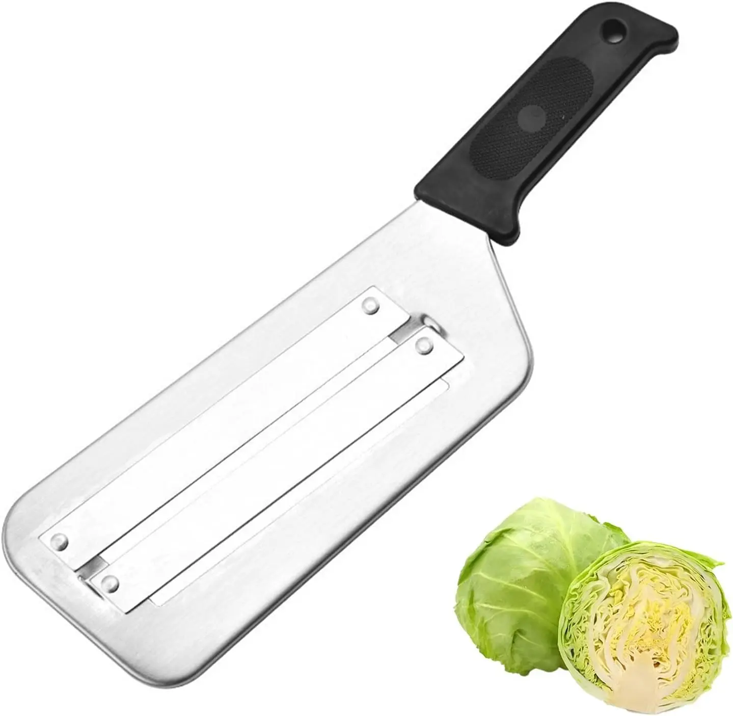Stainless Steel Double-layer Slicer, Kitchen Vegetable Knife Shredder Slicer Chopper, Cabbage Cutter Cabbage Shredder for Coleslaw Cabbage Slaw Chopper Knife (Black)