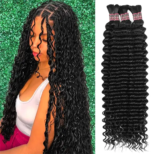 Natural color /P4 27 Highlight /#27 Honey Blonde/#99J Deep Wave Hair Bulk For Braiding Colored Remy Hair Extensions For Braiding 100g/PC