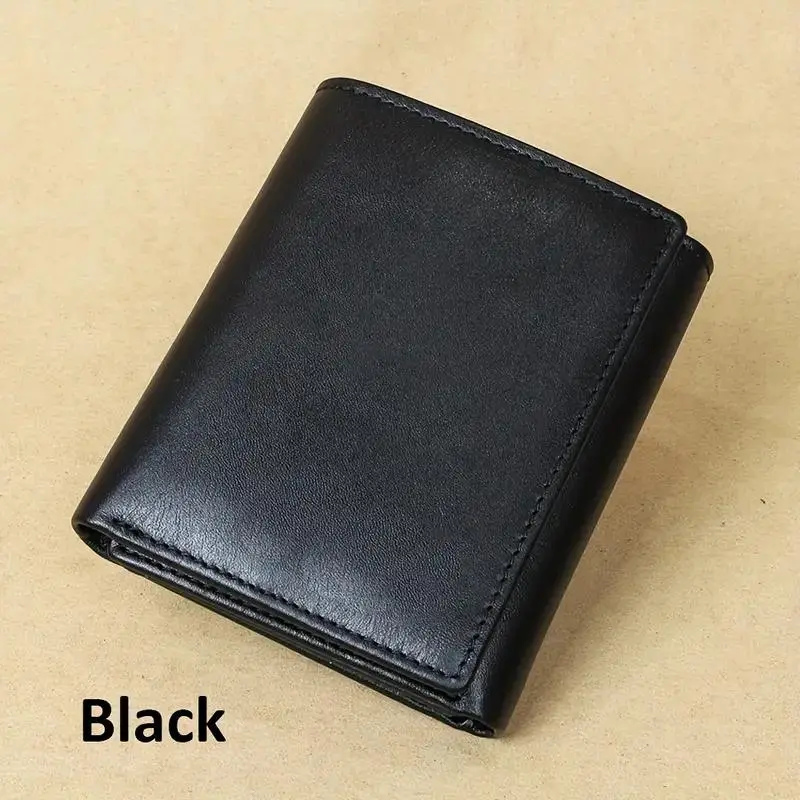 Men’s Trifold Wallet Genuine Leather RFID Blocking Wallet for Men Dual ID Window Large Capacity Credit Card Holder with Photo Slot Compact Everyday Carry Wallet for Business Travel Daily Use Gift