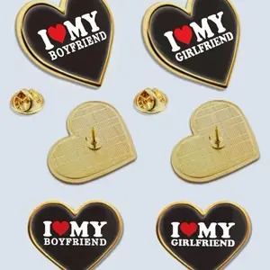I Love My Boyfriend Girlfriend Brooch Pin Cute Gift for Couples or Best Friends Valentine's day Anniversary Birthday