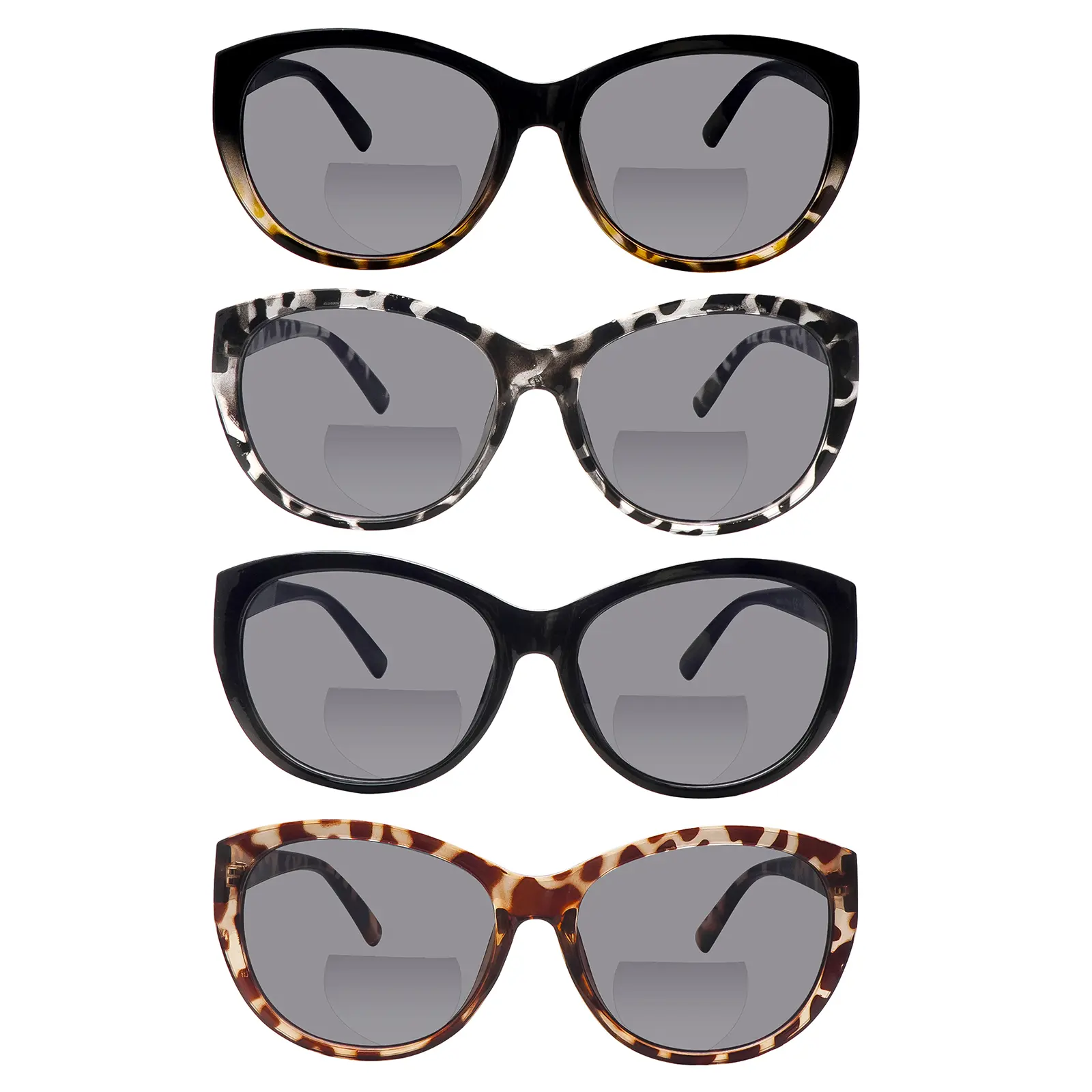 4-Piece Set Of Bifocal Anti-Blue Light Reading Sunglasses; Large, Light-Blocking Frames, a Stylish Accessory, Durable Lenses, Suitable For Everyday Use, Outdoor Activities, Fishing, Vacations, And More