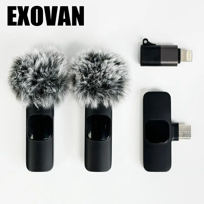 Wireless mini Microphone for iPhone/Smartphone, 2 Mini Lapel Microphones with Clearer Audio for Video Recording, Interview, Vlog，Noise Reduction Device Noise Cancellation Stereo Wireless vlogging tools handheld high quality audio
