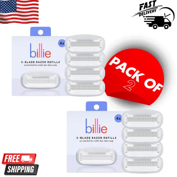 Billie Women’s Razor 5-Blade Refills - 4 Count Smooth Shave, Long-Lasting Blade