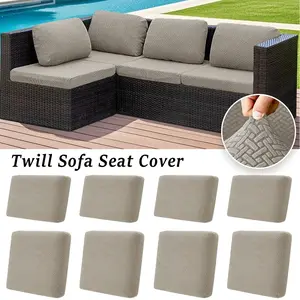Twill Jacquard Patio Sofa Cover Elastic Solid Color Sofa Protective Cover Durable Anti slip Installation Easy Seat Covers Garden Elastic Washable Sofa Slipcover Washable Sofa Protector Stretchable Sofa Cover