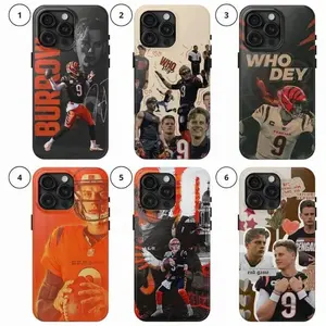 Sport Joe Burrow Football Player Number 9 Fan Art Heavy Duty Tough Phone Case Shockproof Drop Protection Durable Hard Cover Cool Gift Suitable for iPhone 17-11 Pro Max/Plus and  Samsung Galaxy S23-25
