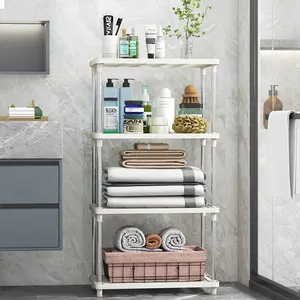 4-Tier Plastic and Metal Freestanding Shelf Bathroom Organizer Space-Saving Utility Shelving Unit Storage Rack for Home Garage Basement Shed and Laundry Room - Utensils