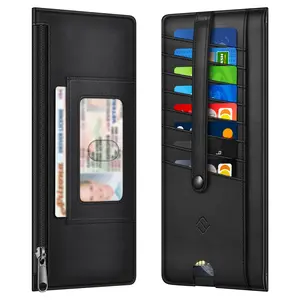 RFID Women's Slim Wallet Card Holder w/ 8 Slots, Cards Case with Zipper Pocket for Cash, Coin, Receipt