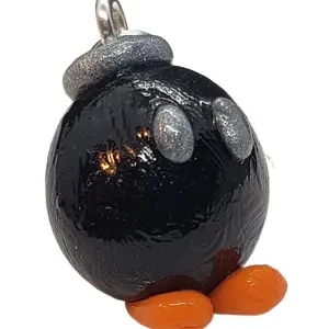 Handmade Nostalgic Clay Charm Miniature Black Walking Bomb Mini Collectible Accessory Polymer Clay Charm