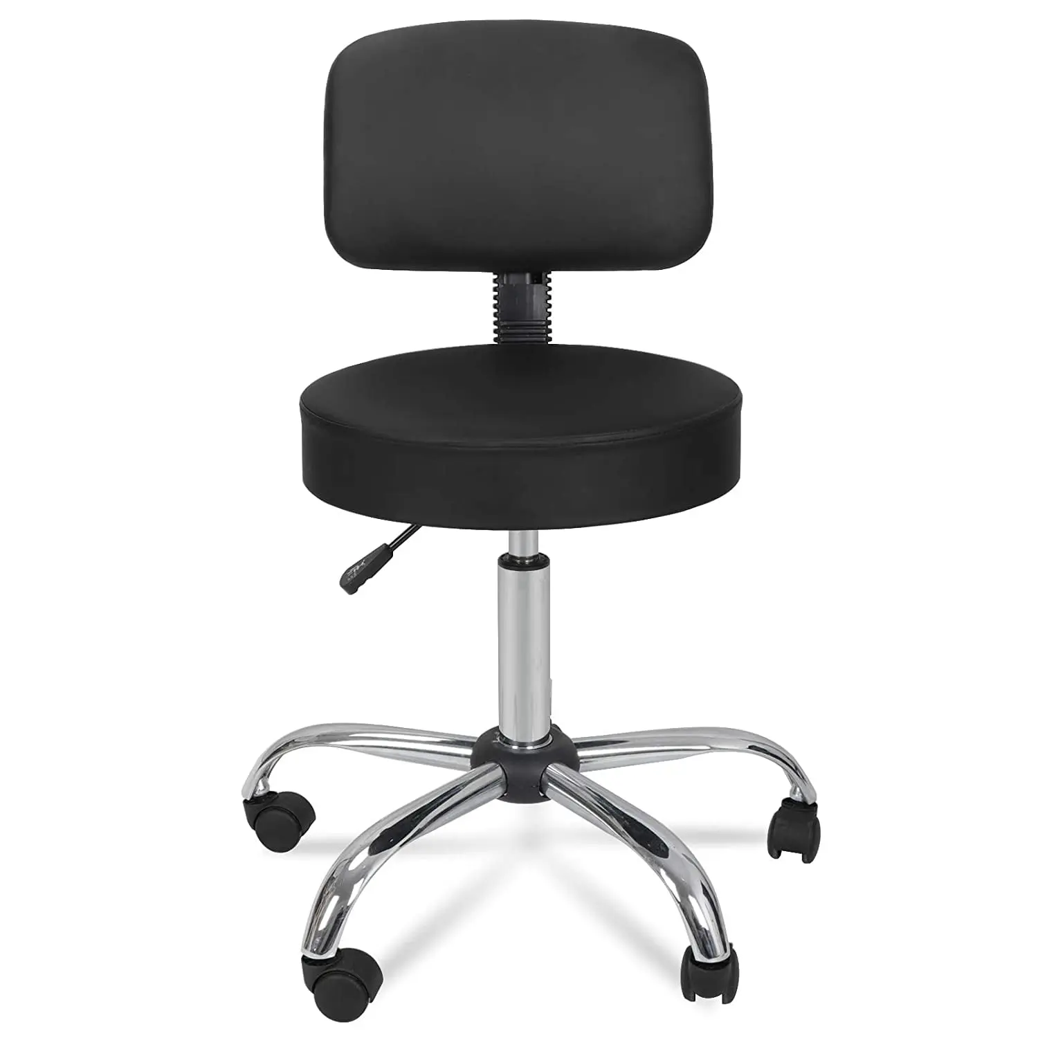 Adjustable Swivel Rolling Drafting Stool with Back - Ergonomic Chair with Wheels, Commercial Furniture for Salon, Office Use