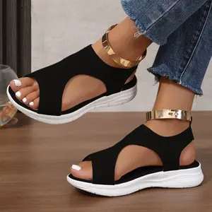 Open-toe women's fly-knit sandals, Roman sandals, casual slippers