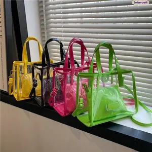Women's Fashionable Transparent Jelly Tote Bags - Large-Capacity Waterproof Beach Bag, Stylish Vacation & Travel Tote, The Tote Bags For Women