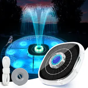 zonejoy  Solar Fountains with Lights, 2025 Upgrade Solar Bird Bath Fountain Pump, Floating Solar Water Fountain Outdoor, 4000mAh Battery Solar Birdbath Fountains for Pool,Pond,Garden-Blue