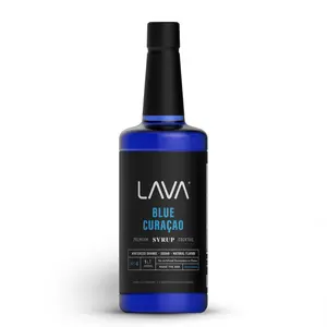 LAVA Premium Blue Curacao Syrup, 33.8oz (1-Liter), 100% Sugar, Orange Extract, No Artificial Sweeteners or Flavors. Nonalcoholic Drinks Sweetener