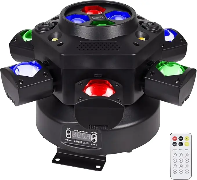 XDV Halloween Party Father's Day Special - XDV 150W 6-Arm RGBW DJ Stage Lighting, DMX-Sound Active Bonfire Wall Hanging Mediterranean Disco Style Decorative Light for Party, Wedding