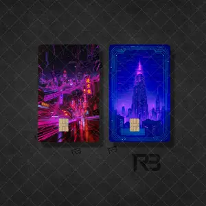 Cyberpunk Aesthetic City Skyline Sticker Cover for Debit Card or Credit Card