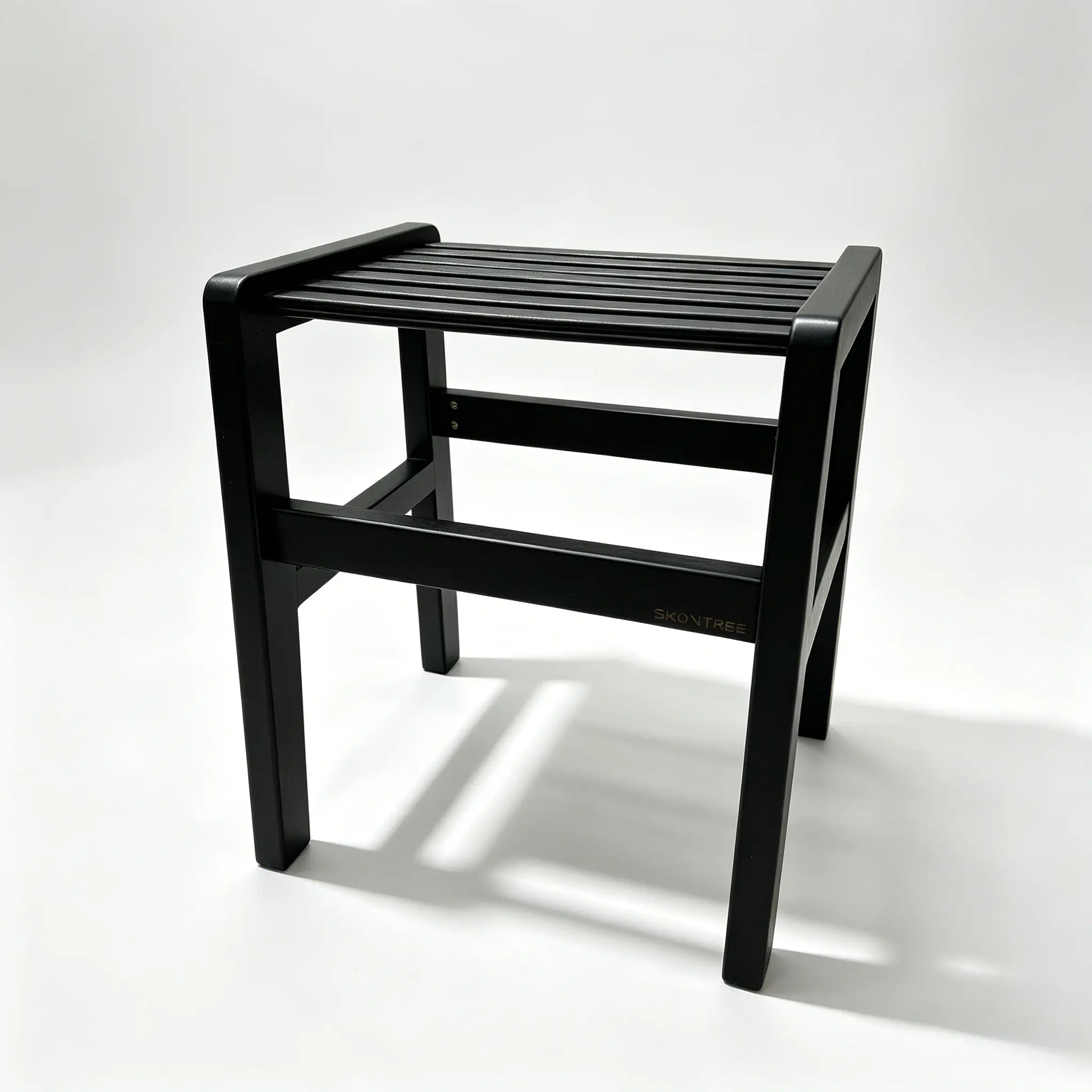 Multifunctional Black Bamboo Shower Stool - Non-Slip ft, Sturdy Stable Mold-Resistant Bathroom Bench, Natural Bamboo Spa Seat, Everyday Use Side Table & Plant Stand, Compact, Modern