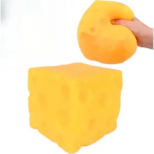 Squishy Cheese Block - Yellow, moldable fidget Gift with Squeeze Feature, Ideal for Play and Relaxation