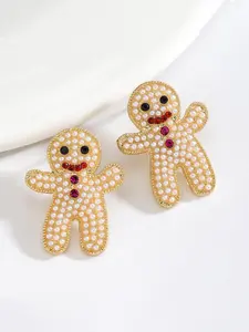Fashion Cartoon Gingerbread Man Rhinestone Earrings, Perfect for Daily Wear, Vacation Dates, Elegant Gift, All Seasons Accessory