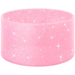 Protective Glitter Silicone Boot, Compatible with Stanley Tumbler 20-40oz & Hydro Flask Water Bottle 12-24oz and More Bottles/Tumblers with 2.8-2.95in Bottom, Bling Anti-Slip Sleeve Cover