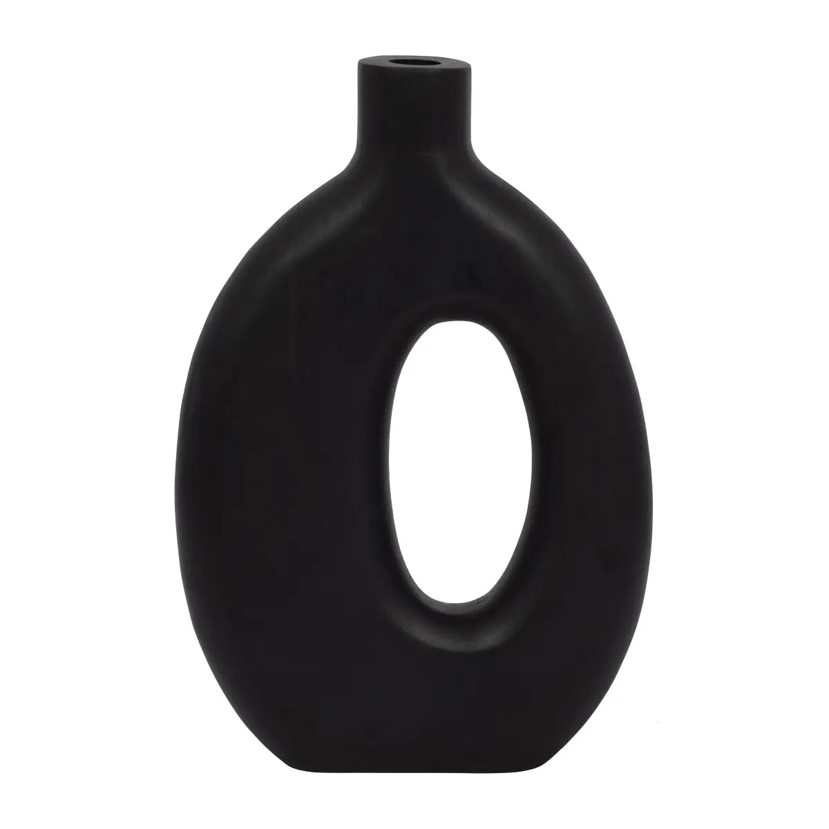 Sagebrook Home 17558-03 14 in. Black Rustic Hollow Woody Cut-Out Wooden Vase - Artistic Design, Entryway Centerpiece, Home Supplies Decor Accessory, Flower Vases