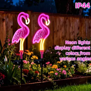 2 Pack / 1 Pack Flamingo Solar Lights Decor Solar Pink Flamingos Outdoor For Yard Decorations Pink Neon Solar Flamingo Garden Lights For Outside Pathways Patio Or Lawn Decor Solar Garden Lights Camping Lights Easter Room Decor No Electricity Needed